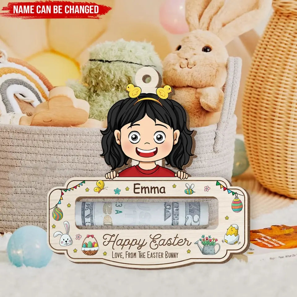 Happy Easter To Baby Bunny - Personalized Money Holder, Easter, Easter Decorations, Easter Gift Basket - ORN350