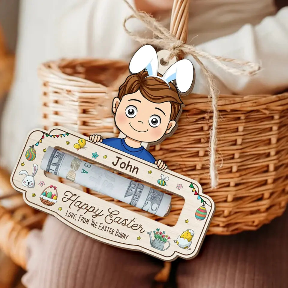Happy Easter To Baby Bunny - Personalized Money Holder, Easter, Easter Decorations, Easter Gift Basket - ORN350