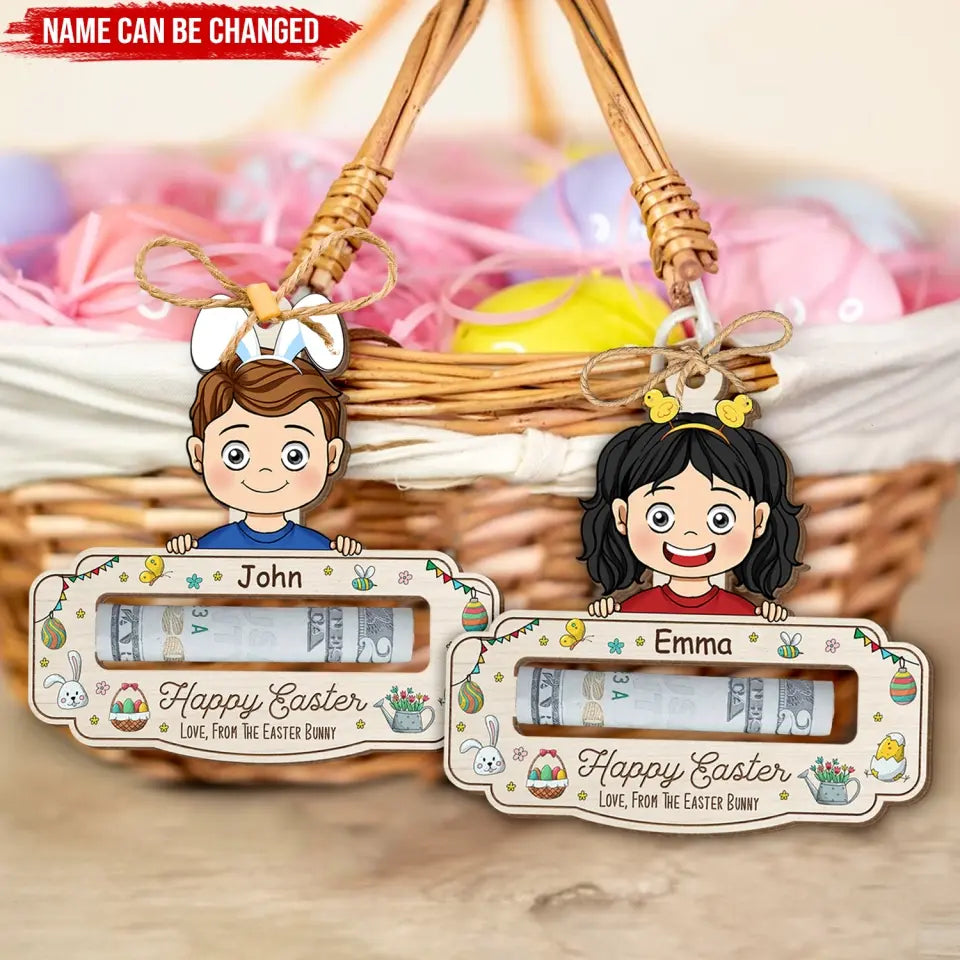 Happy Easter To Baby Bunny - Personalized Money Holder, Easter, Easter Decorations, Easter Gift Basket - ORN350