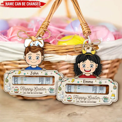 Happy Easter To Baby Bunny - Personalized Money Holder, Easter, Easter Decorations, Easter Gift Basket - ORN350