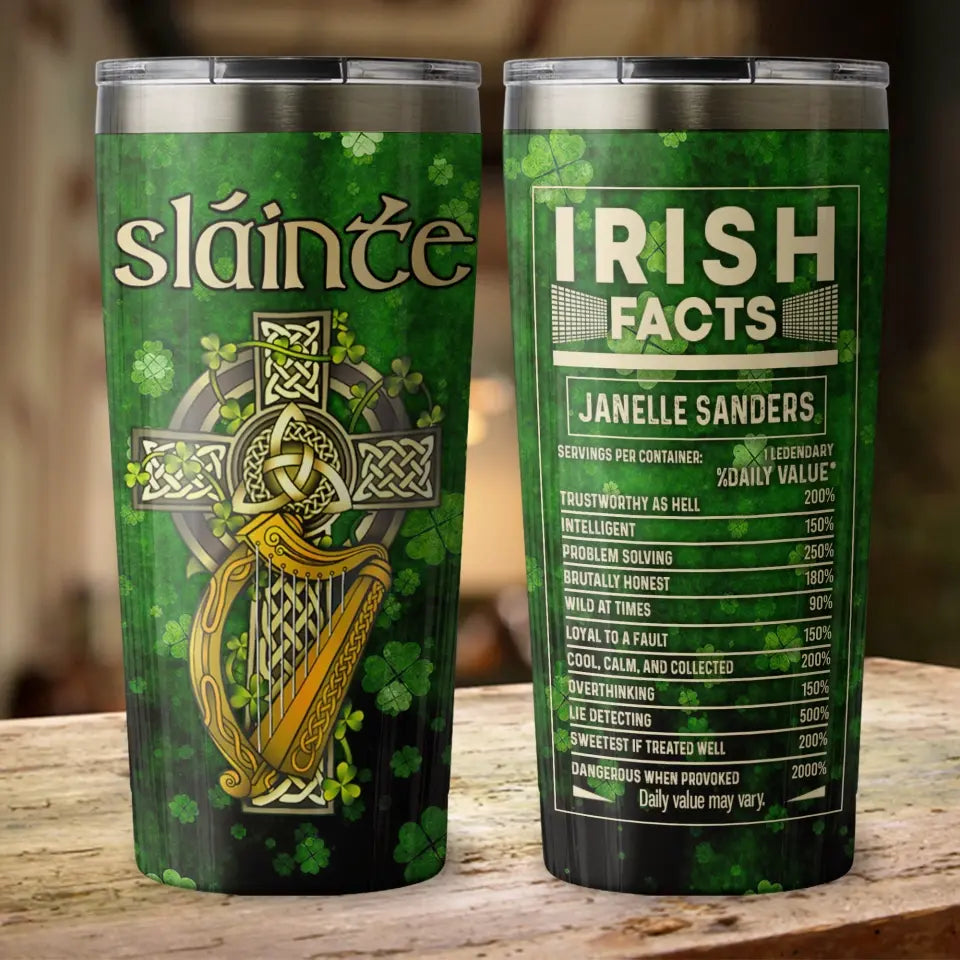 Irish Facts - Personalized Tumbler, St Patrick's Day Gifts