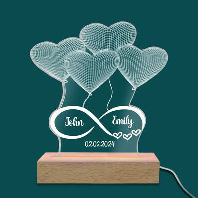 Infinity Heart - Personalized Acrylic Night Light, Couples Gift, Valentines Day Gift for Lover - L101