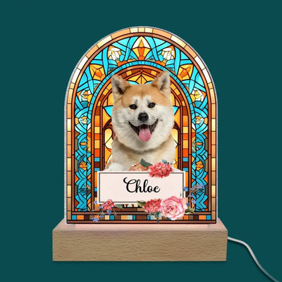 Custom Dog Memorial Photo - Personalized Acrylic Night Light, Pet Loss Gift - L114