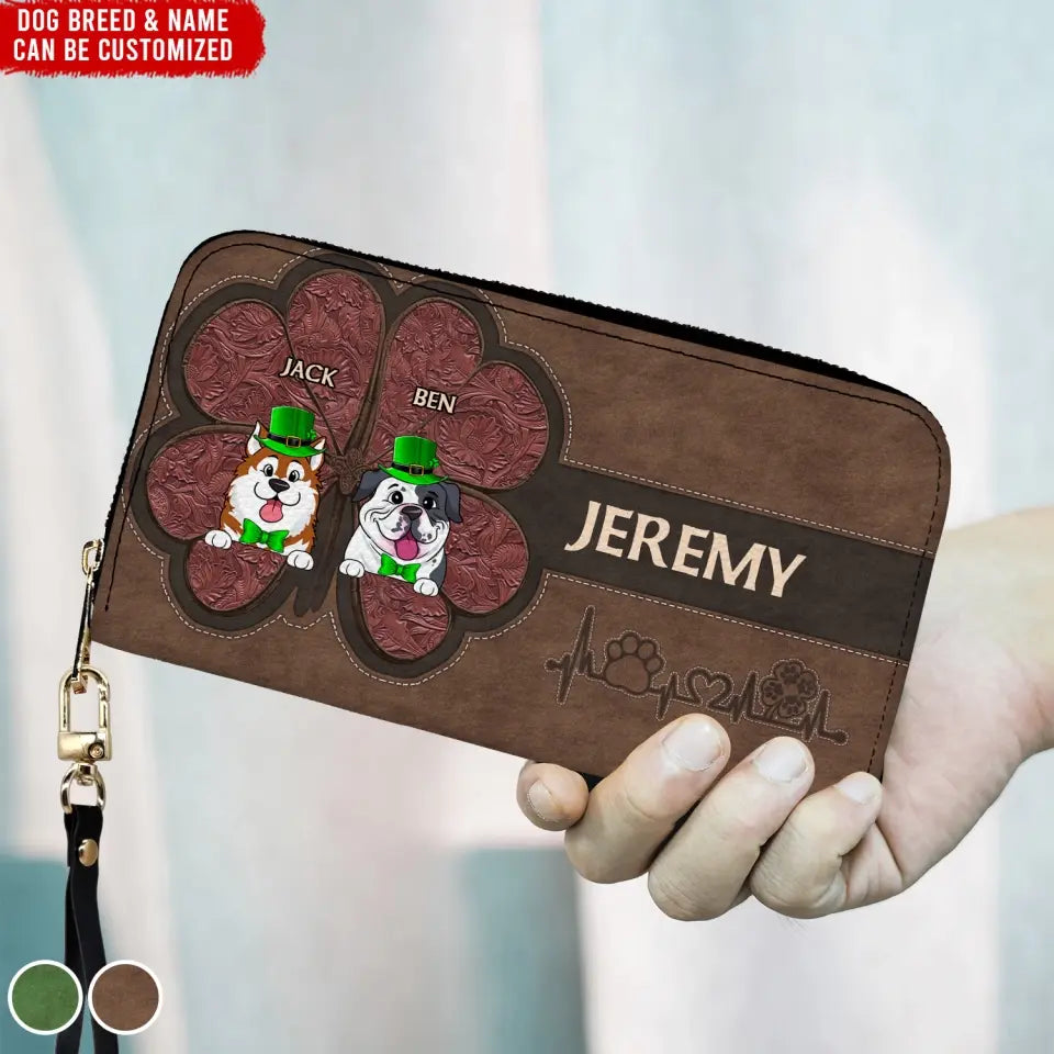 Saint Patrick's Day Dog - Personalized Leather
Long Wallet, Gift For Dog Lovers, St. Patrick's Day - LW11