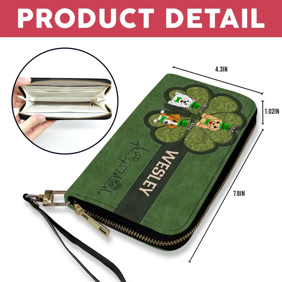 Saint Patrick's Day Dog - Personalized Leather
Long Wallet, Gift For Dog Lovers, St. Patrick's Day - LW11