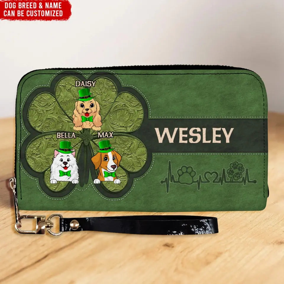 Saint Patrick's Day Dog - Personalized Leather
Long Wallet, Gift For Dog Lovers, St. Patrick's Day - LW11