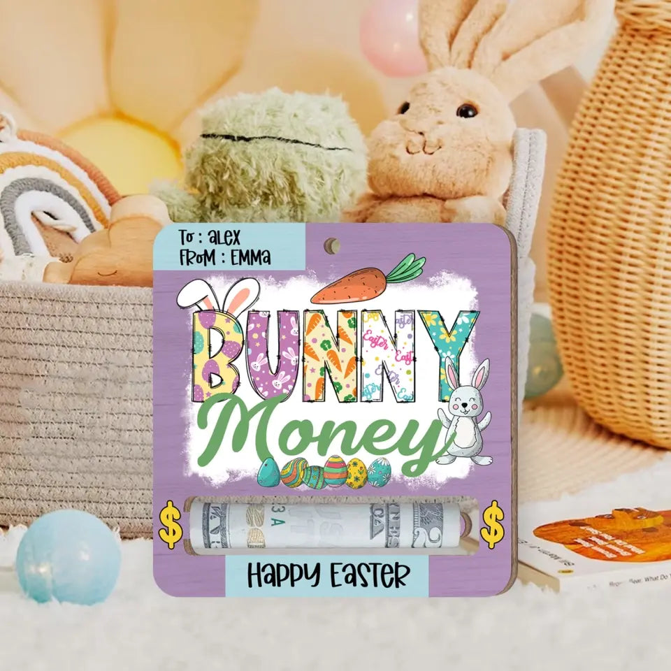 Easter Money Holder, Easter Basket Stuffer - Personalized Money Holder, Happy Easter, Gift For Kids - ORN352
