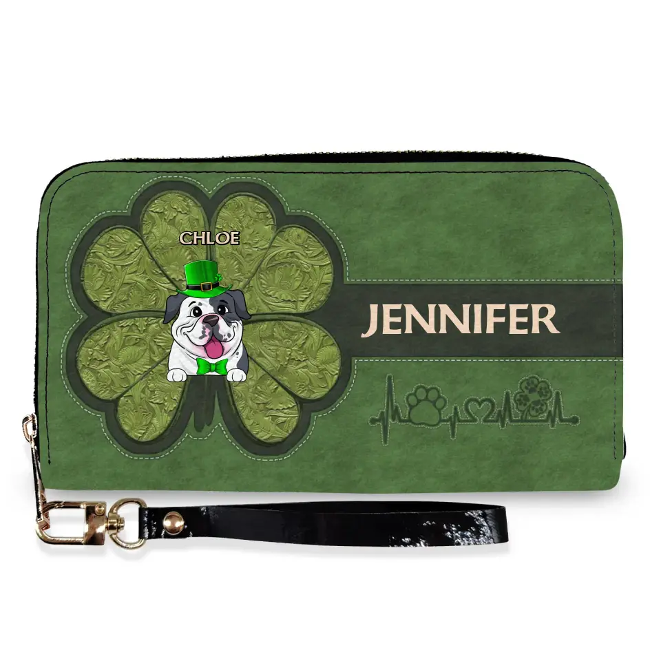 Saint Patrick's Day Dog - Personalized Leather
Long Wallet, Gift For Dog Lovers, St. Patrick's Day - LW11