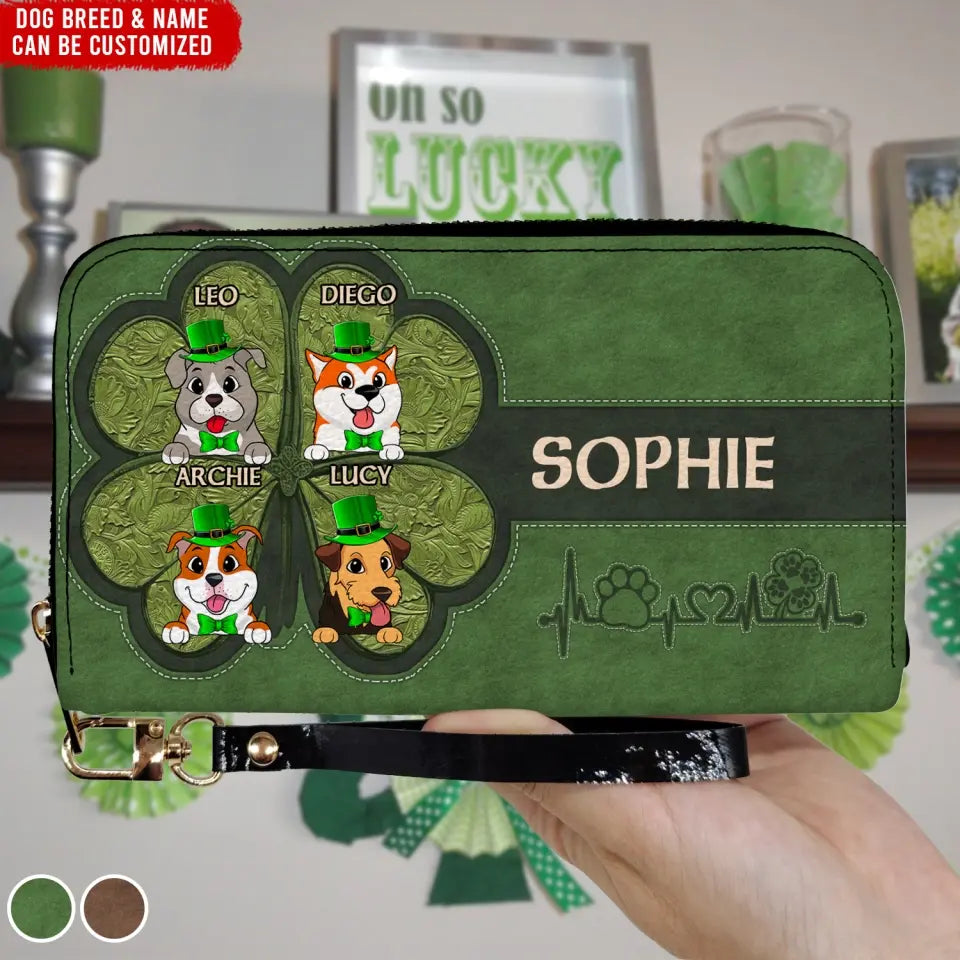 Saint Patrick's Day Dog - Personalized Leather
Long Wallet, Gift For Dog Lovers, St. Patrick's Day - LW11