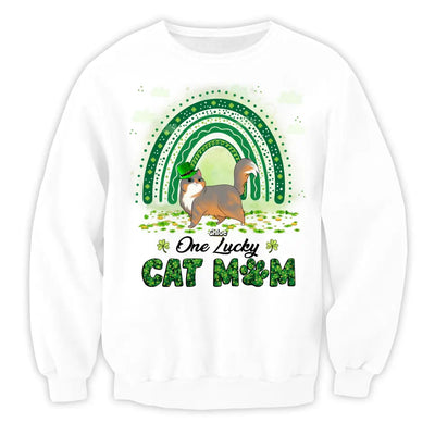 One Lucky Cat Mom - Personalized T-Shirt, Gift For Cat Lover, Happy Patrick's Day - TS1141