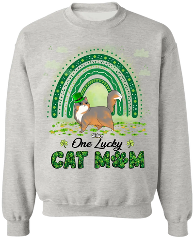 One Lucky Cat Mom - Personalized T-Shirt, Gift For Cat Lover, Happy Patrick's Day - TS1141