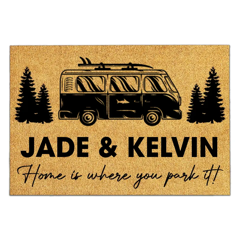 Home Is Where You Park It - Personalized Doormat, Gift For Camping Lover - DM274