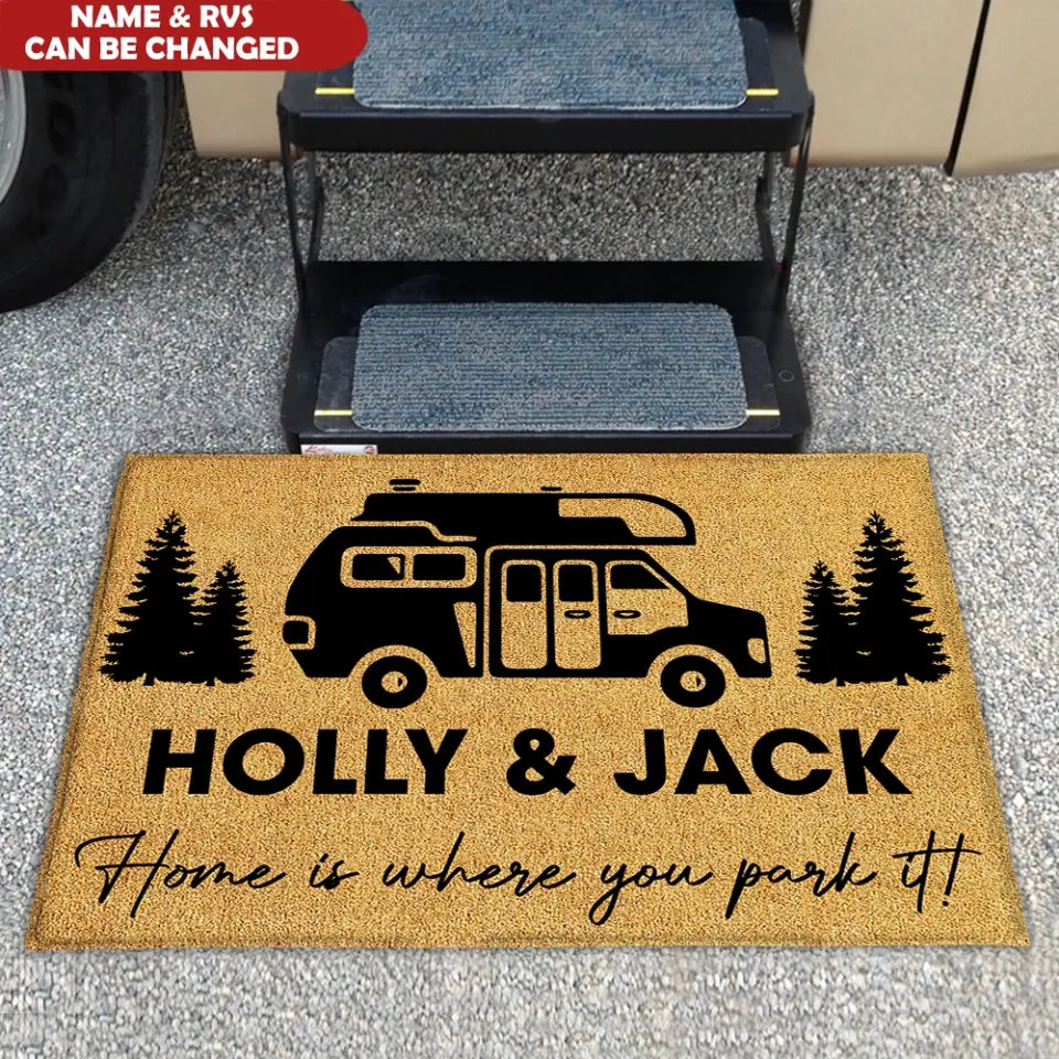 Home Is Where You Park It - Personalized Doormat, Gift For Camping Lover - DM274