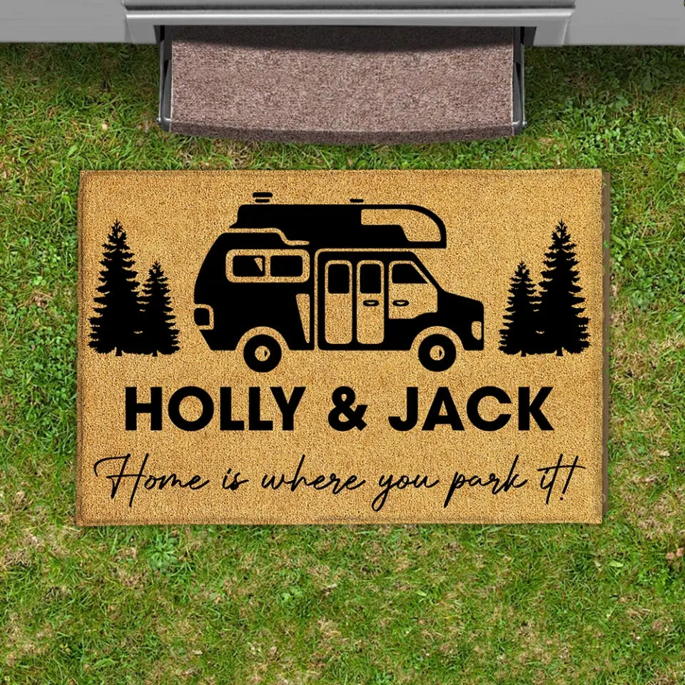 Home Is Where You Park It - Personalized Doormat, Gift For Camping Lover - DM274