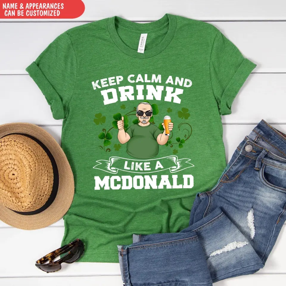 Keep Calm And Drink - Personalized T-Shirt, T-Shirt Gift For Patrick's Day - TS1142