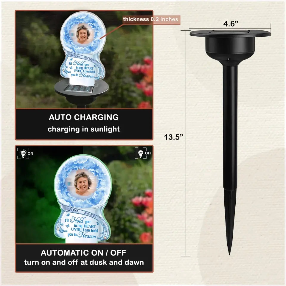 Angels Wings Hold You In Heaven - Personalized Solar Light, Memorial Loss Of Loved One Gift - SL152