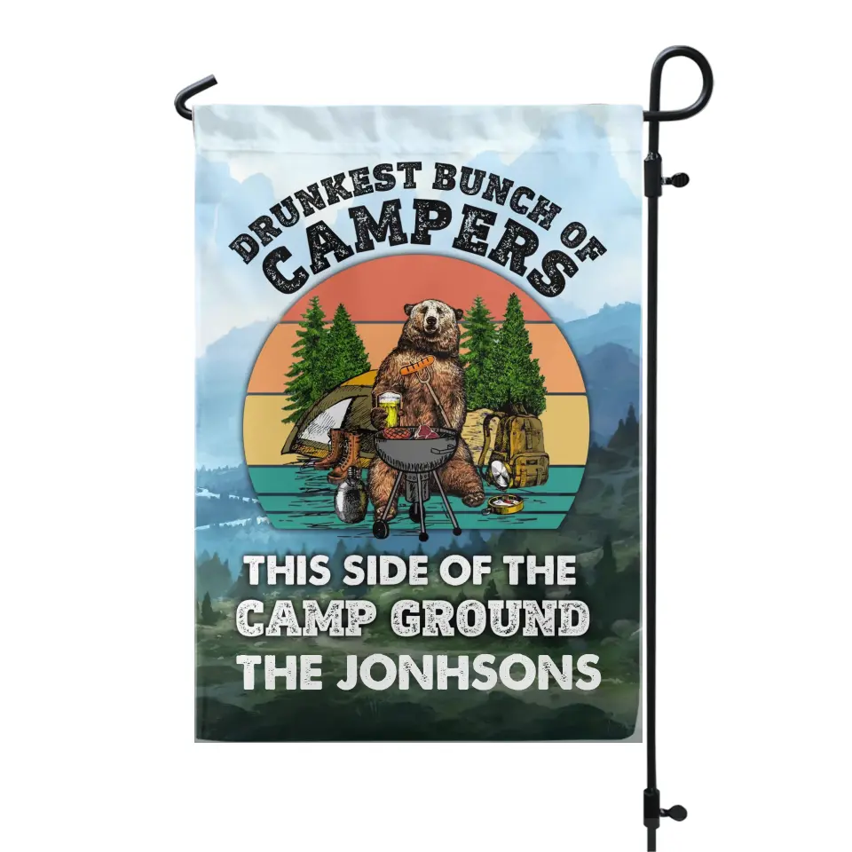 Drunkest Bunch Of Campers This Side Of The Camp Ground - Personalized Garden Flag, Gift For Camping Lovers, Camping Gift - GF173