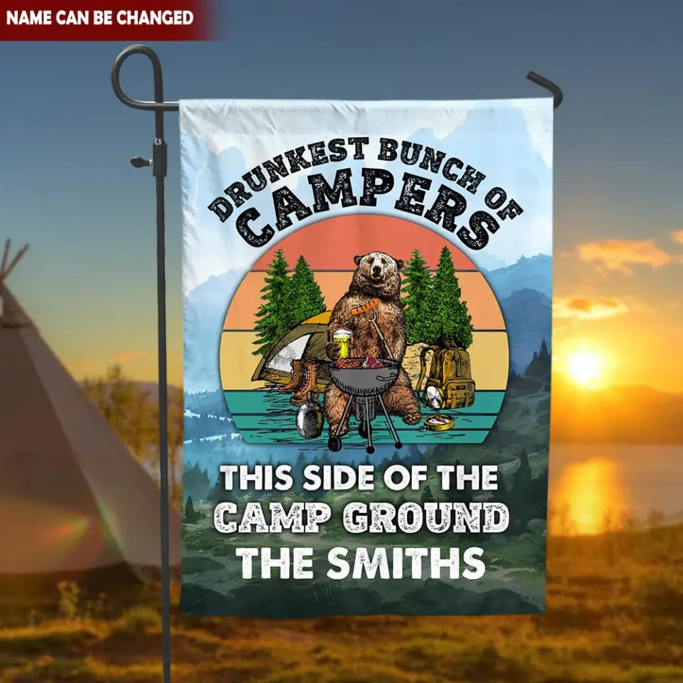 Drunkest Bunch Of Campers This Side Of The Camp Ground - Personalized Garden Flag, Gift For Camping Lovers, Camping Gift - GF173