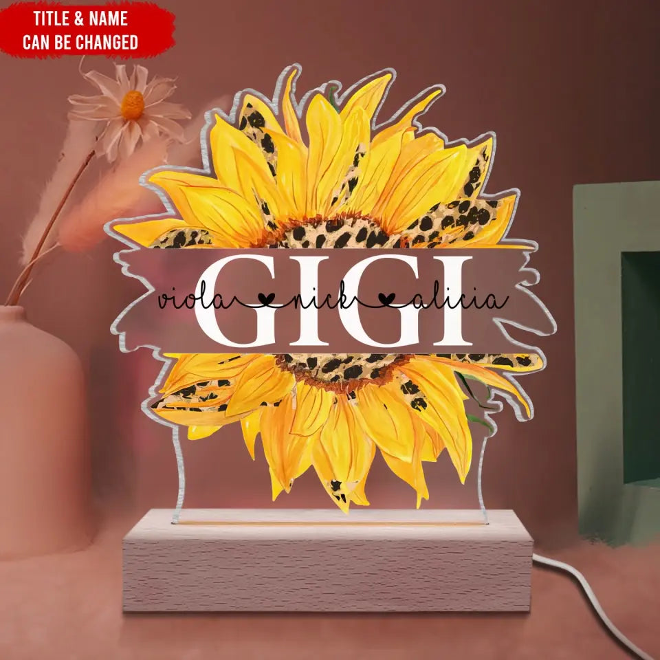 Sunflower Gift For Grandma/Nana - Personalized Acrylic Night Light, Gift For Mother's Day - L124
