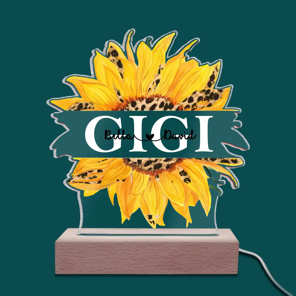 Sunflower Gift For Grandma/Nana - Personalized Acrylic Night Light, Gift For Mother&#39;s Day - L124