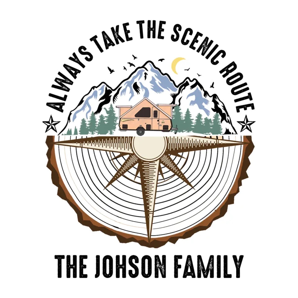 Always Take The Scenic Route - Personalized Decal, Gift For Camping Lover - PCD112