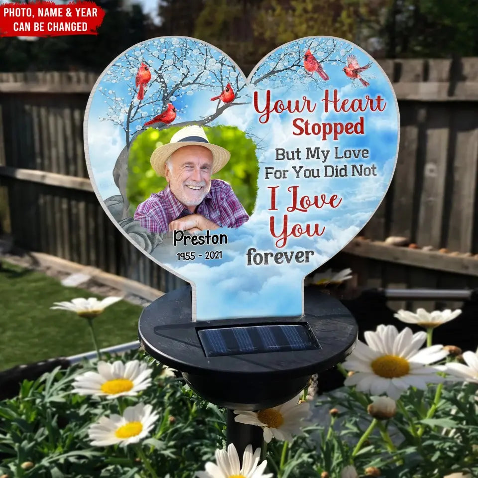 Your Heart Stopped But My Love For You Did Not - Personalized Solar Light, Memorial Gift, Sympathy Gift - SL154