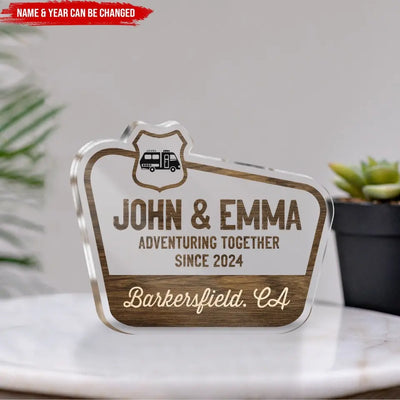 National Park Camping Adventuring Together - Personalized Acrylic Plaque, Memorial Gift, Camping Gift, Camping Home Decor - AP27