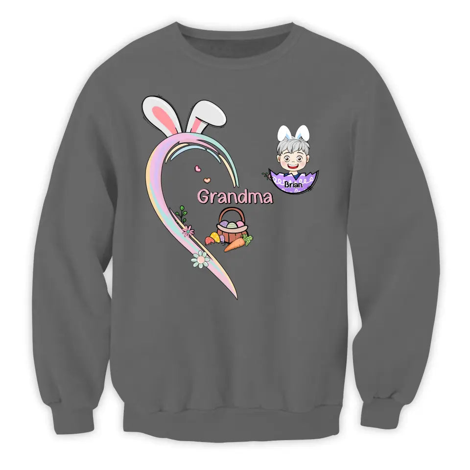 Easter Grandma With Kids Eggs - Personalized T-Shirt, Gift For Easter Day - TS1147