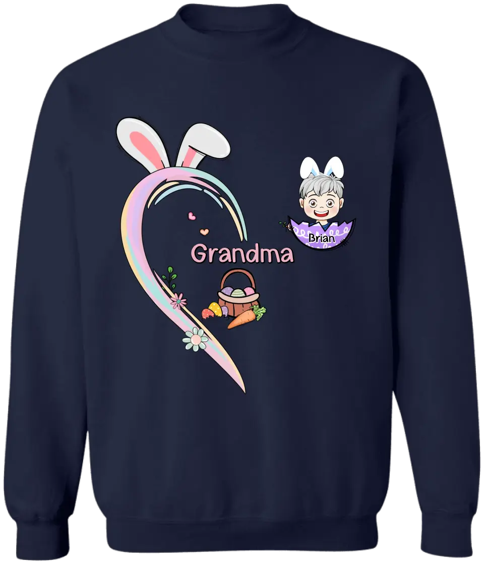 Easter Grandma With Kids Eggs - Personalized T-Shirt, Gift For Easter Day - TS1147