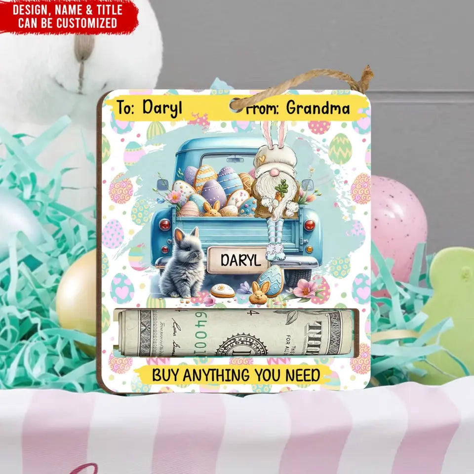Gnome Truck Easter Cash Money Cards, Happy Easter - Personalized Money Holder, Gift For Easter Day - ORN354