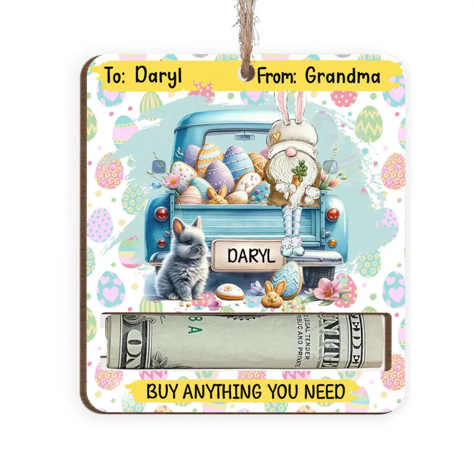 Gnome Truck Easter Cash Money Cards, Happy Easter - Personalized Money Holder, Gift For Easter Day - ORN354