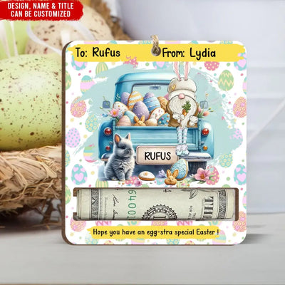 Gnome Truck Easter Cash Money Cards, Happy Easter - Personalized Money Holder, Gift For Easter Day - ORN354