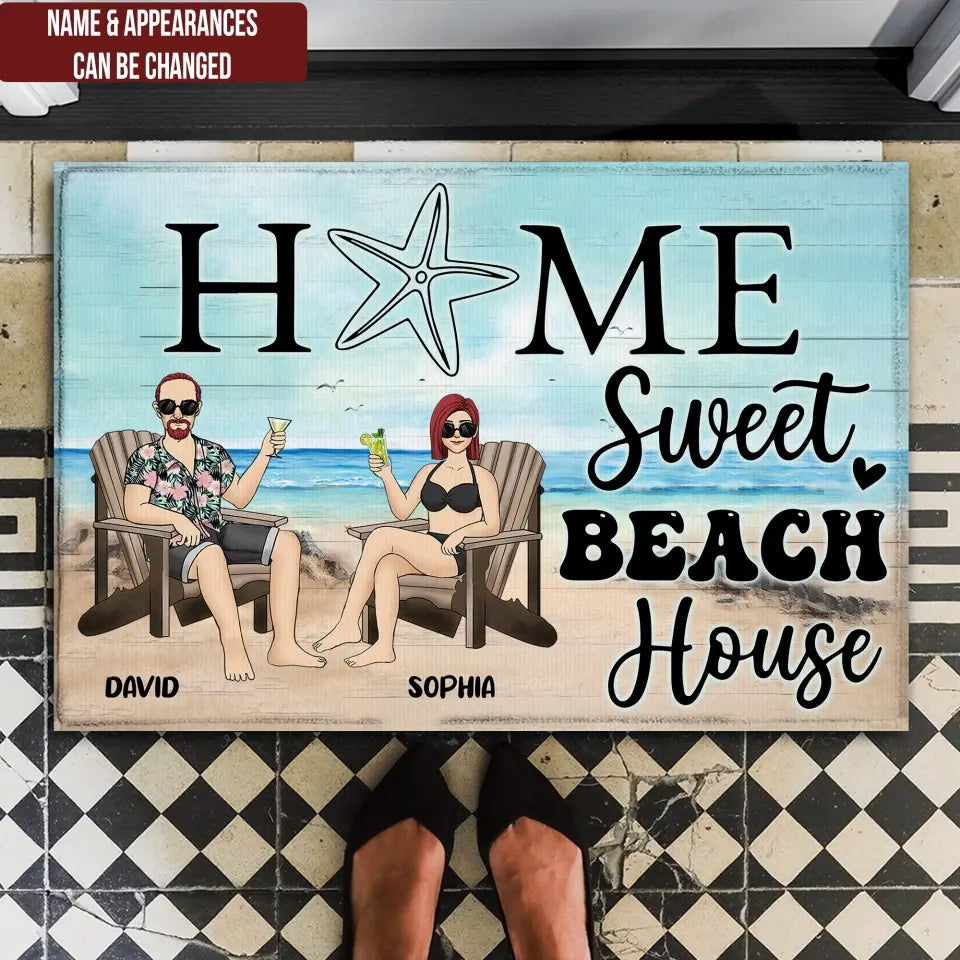 Home Sweet Beach House - Personalized Doormat, Gift For Beach Lover - DM276