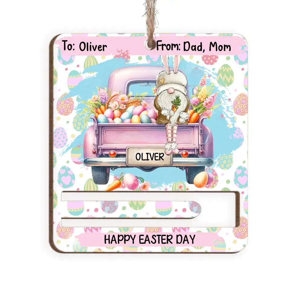 Gnome Truck Easter Cash Money Cards, Happy Easter - Personalized Money Holder, Gift For Easter Day - ORN354