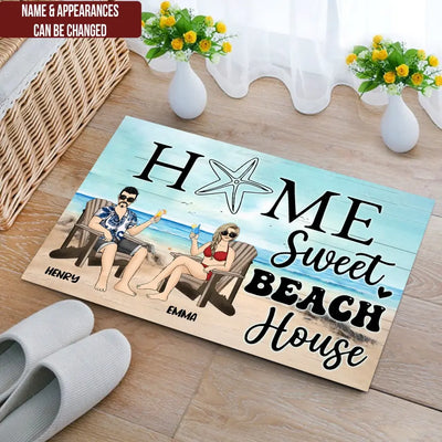 Home Sweet Beach House - Personalized Doormat, Gift For Beach Lover - DM276