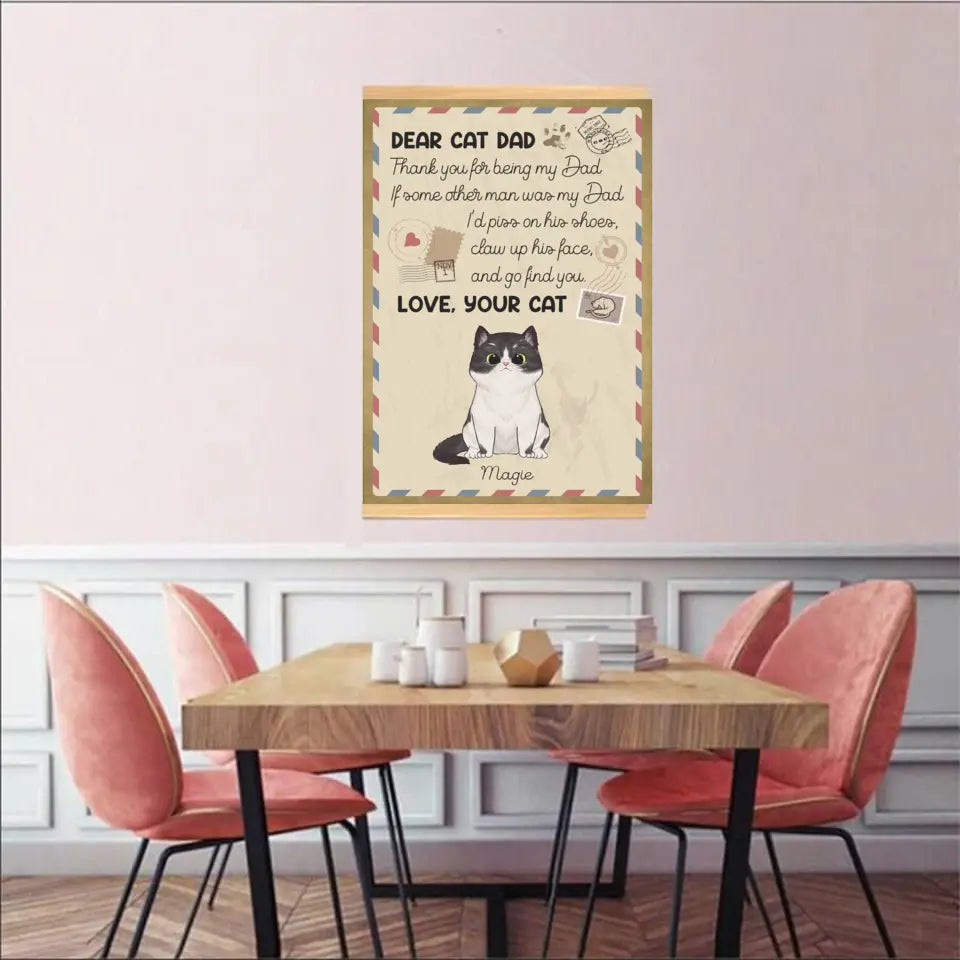 Dear Cat Dad Letter - Personalized  Scroll Canvas