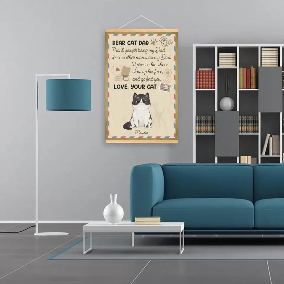 Dear Cat Dad Letter - Personalized  Scroll Canvas
