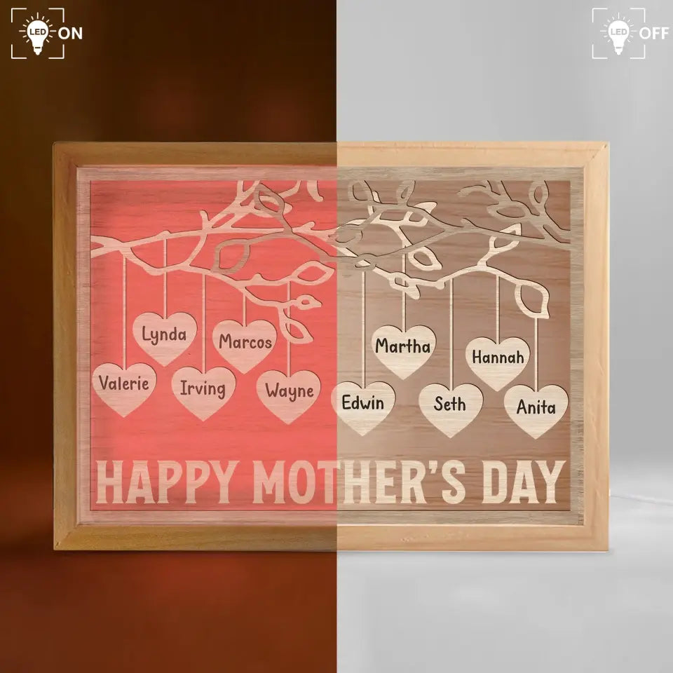 Family Tree, Mother's Day - Personalized Frame Light Box, Gift For Family - FLB02