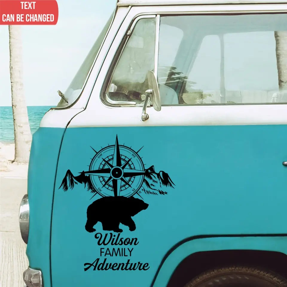 Family Adventure - Personalized Decal, Gift For Camping Lovers - PCD114