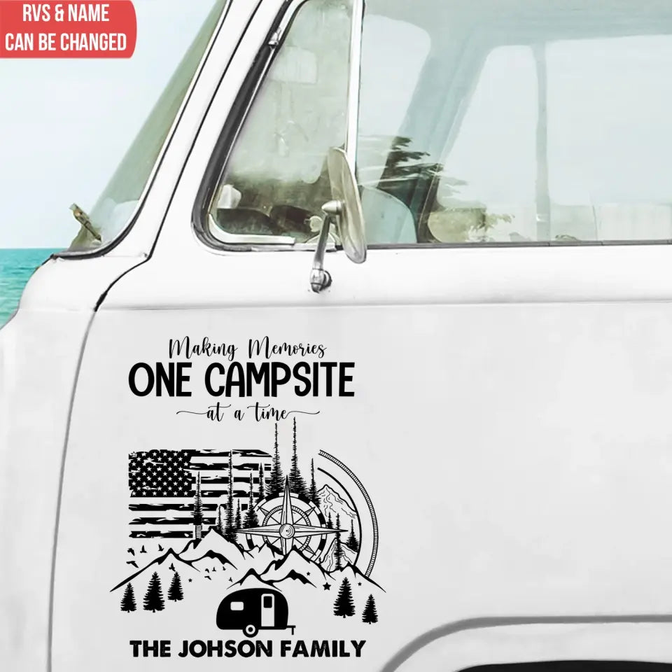 Making Memories One Campsite At A Time - Personalized Decal, Gift For Camping Lovers, Camping Gift - PCD115