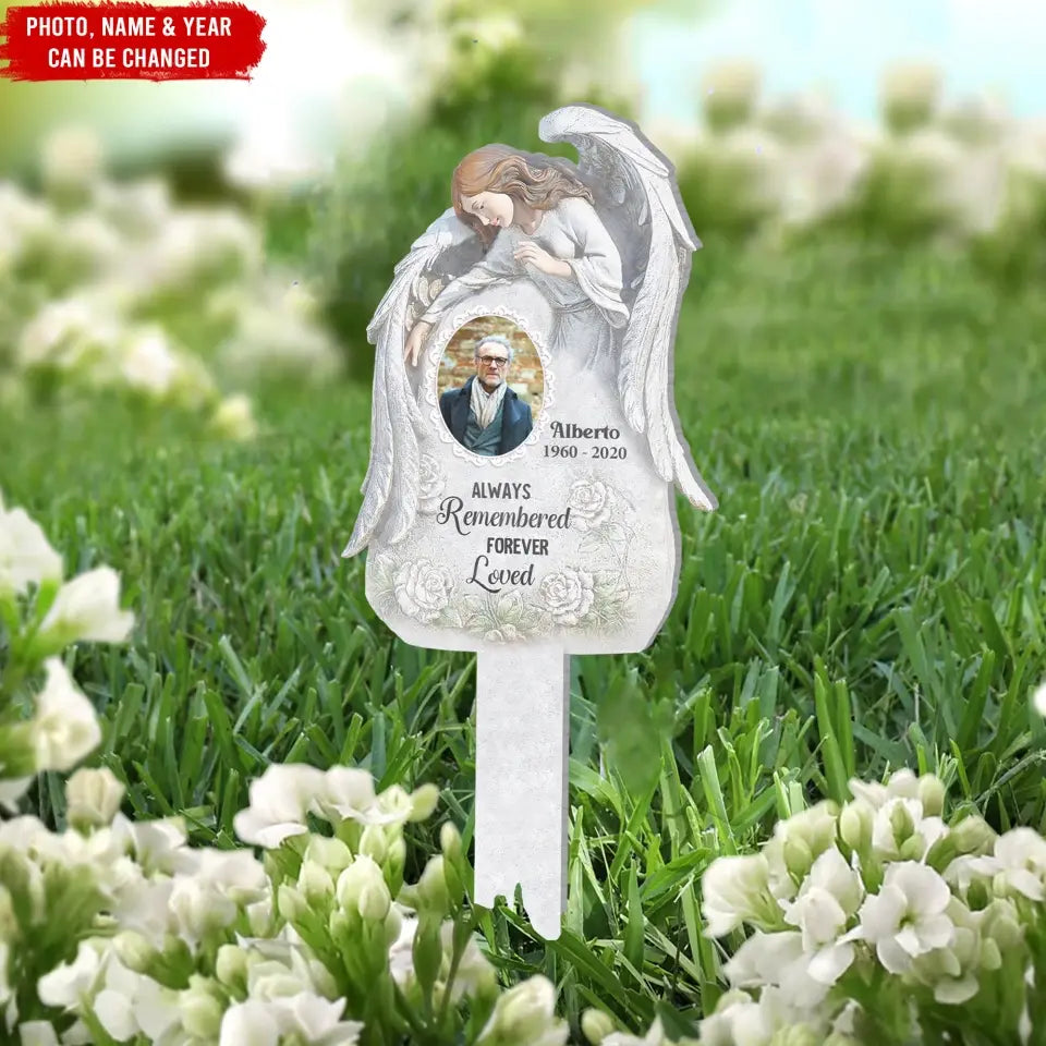 Always Remembered Forever Loved - Personalized Plaque Stake, Memorial Gifts - PS92