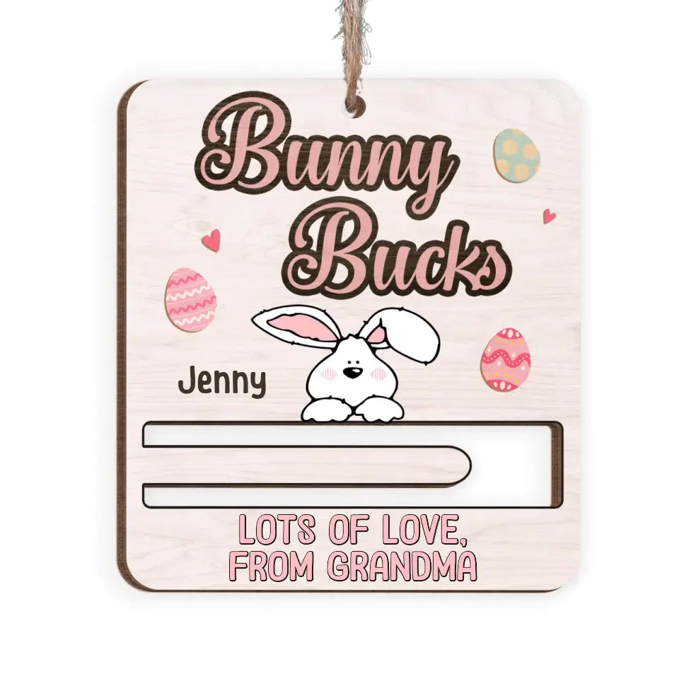 Bunny Bucks, Happy Easter Day - Personalized Money Holder, Gift For Kids, Easter Bunny Cash Holder - ORN347