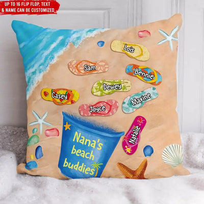 Grandma's/Mom's Beach Buddies - Personalized Pillow, Happy Mother's Day, Summer Beach Gift For Family - PC78