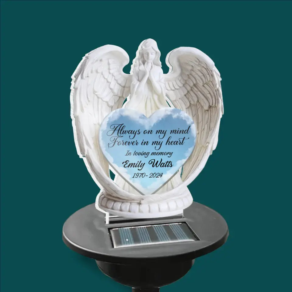 Always On My Mind Forever In My Heart Angel Heart - Personalized Acrylic Night Light, Memorial Gift For Loss of Loved One - L155
