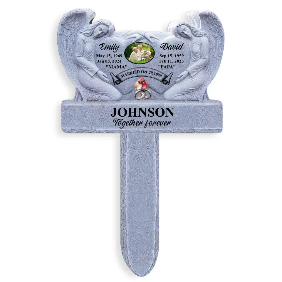 Together Forever - Personalized Plaque Stake, Memorial Gift For Loss Of Parents, Sympathy Gift - PS94