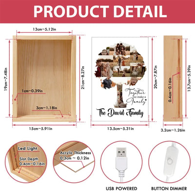Together We Make A Family - Personalized Picture Frame Light Box, Gift For Family - FLB07