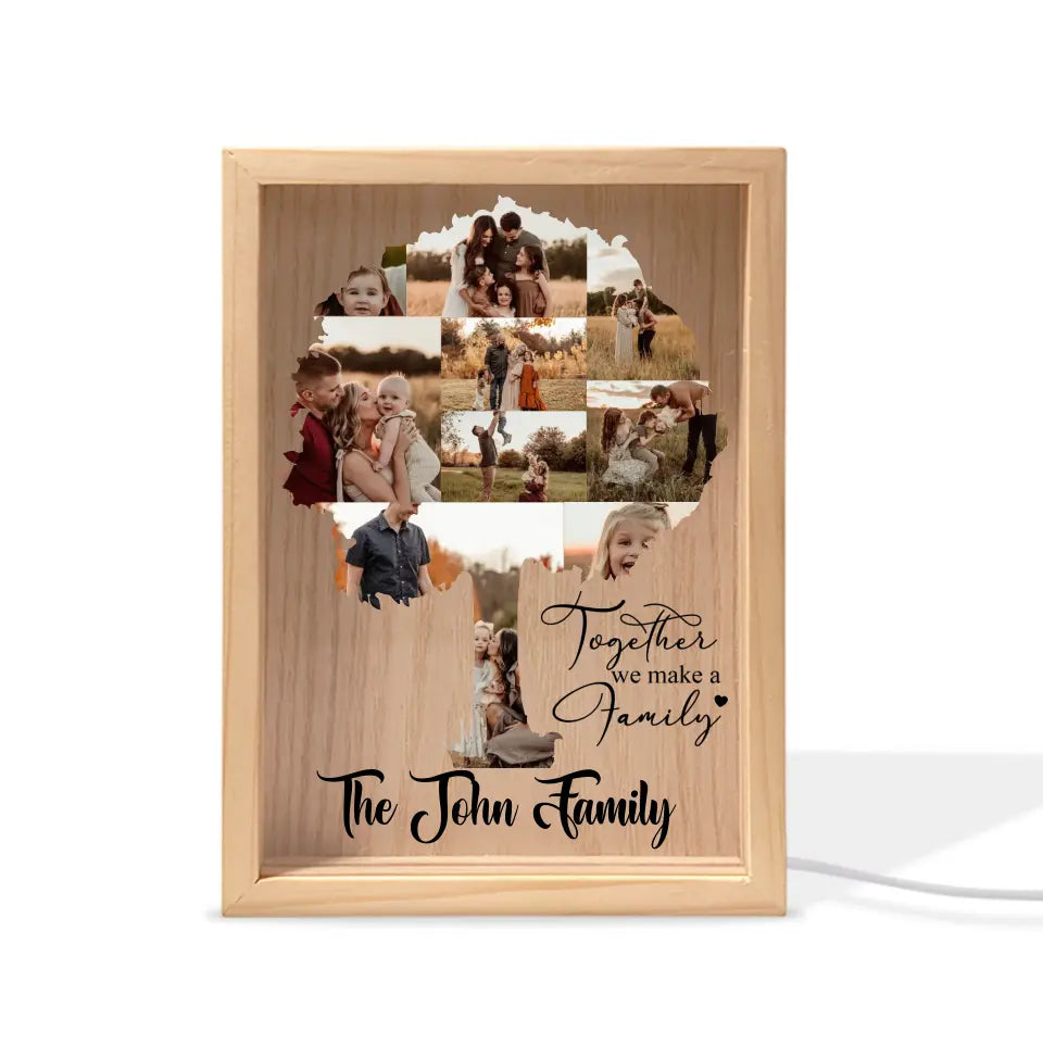 Together We Make A Family - Personalized Picture Frame Light Box, Gift For Family - FLB07