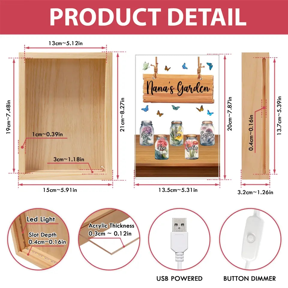 Grandma's Garden - Personalized Frame Light Box, Gift for Grandma/Nana/GiGi - FLB08