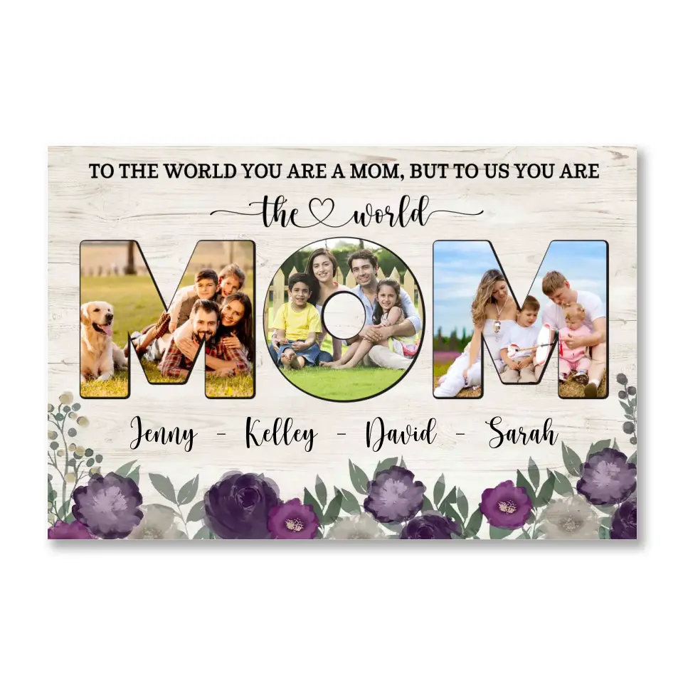 To The World You Are A Mom, But To Us You Are The World - Personalized Canvas, Gift For Mother&#39;s Day - CA111