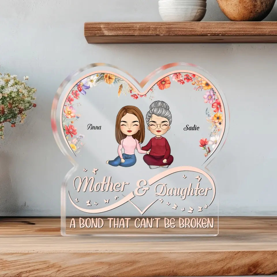 Mother & Daughters A Bond That Can't Be Broken - Personalized Acrylic Plaque, Gift For Mom - AP32